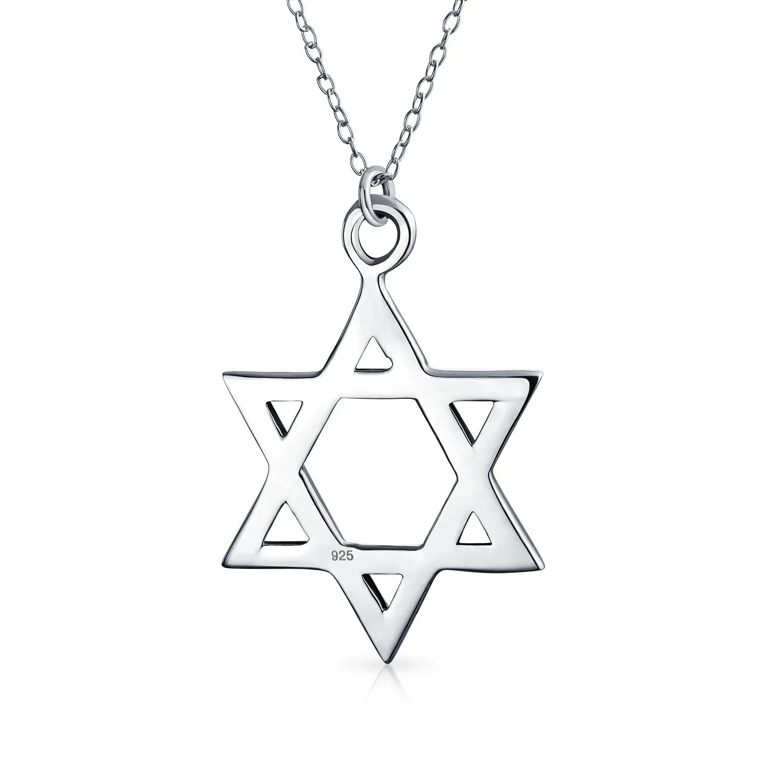 Classic Unisex Star of David Pendant Necklace in Sterling Silver