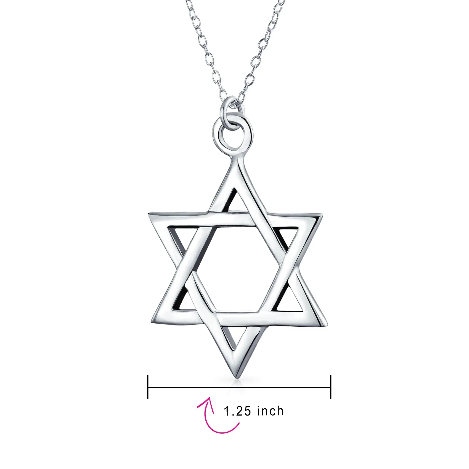 Classic Unisex Star of David Pendant Necklace in Sterling Silver