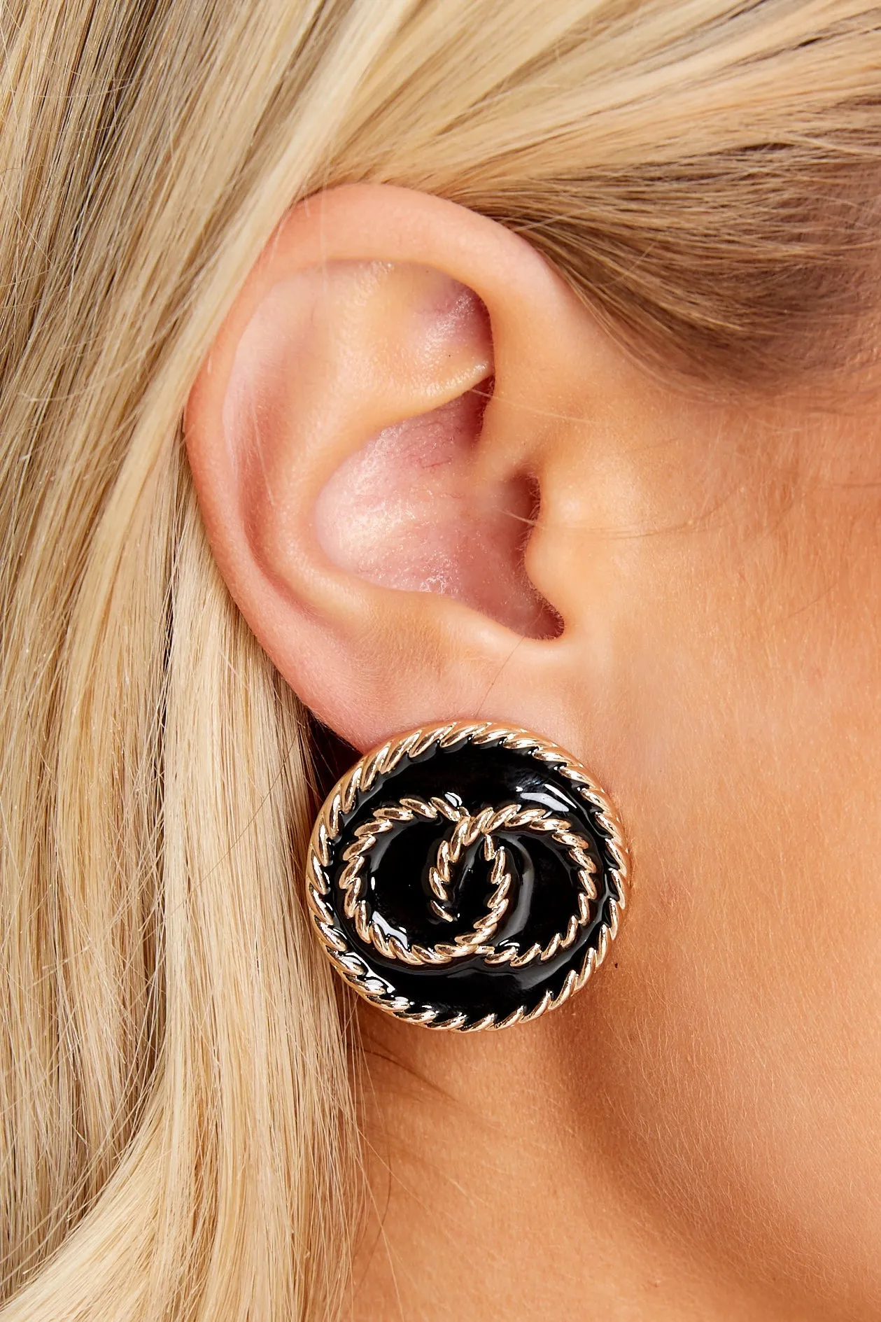 Classy Gal Black And Gold Earrings