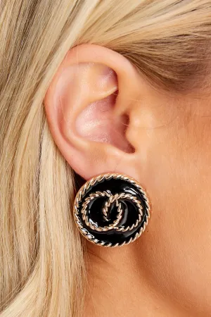 Classy Gal Black And Gold Earrings