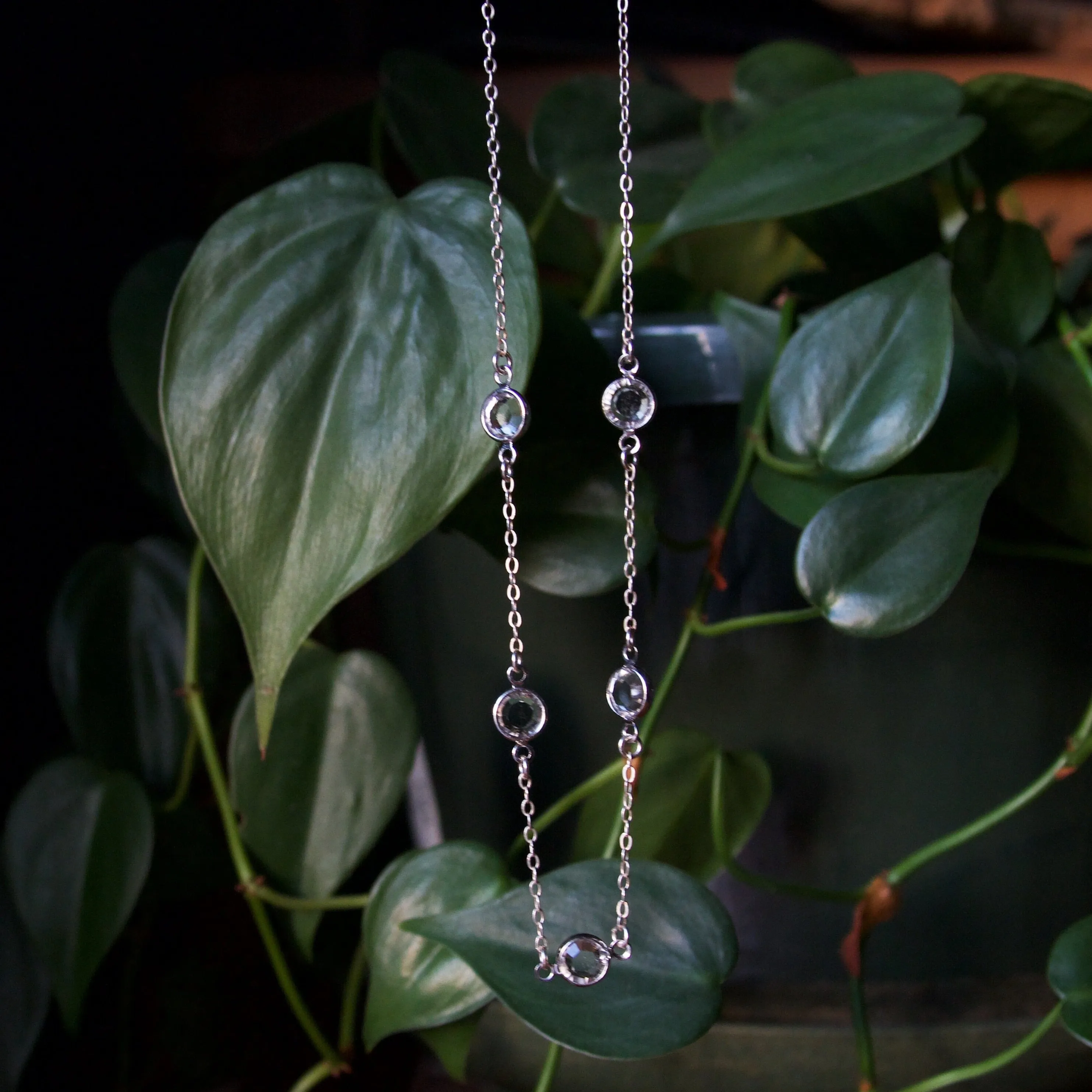 Clear Crystal Sterling Silver Layering Necklace