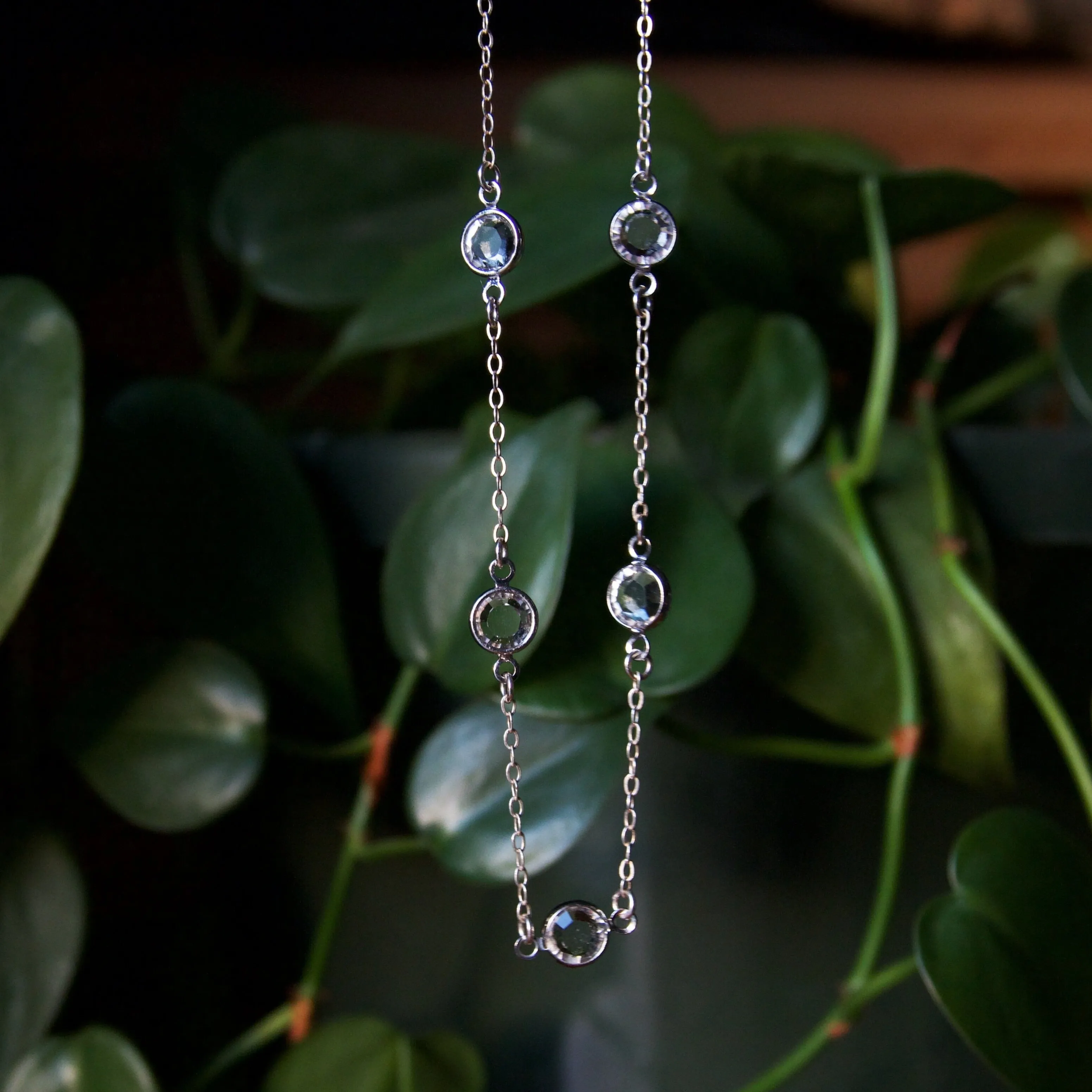 Clear Crystal Sterling Silver Layering Necklace