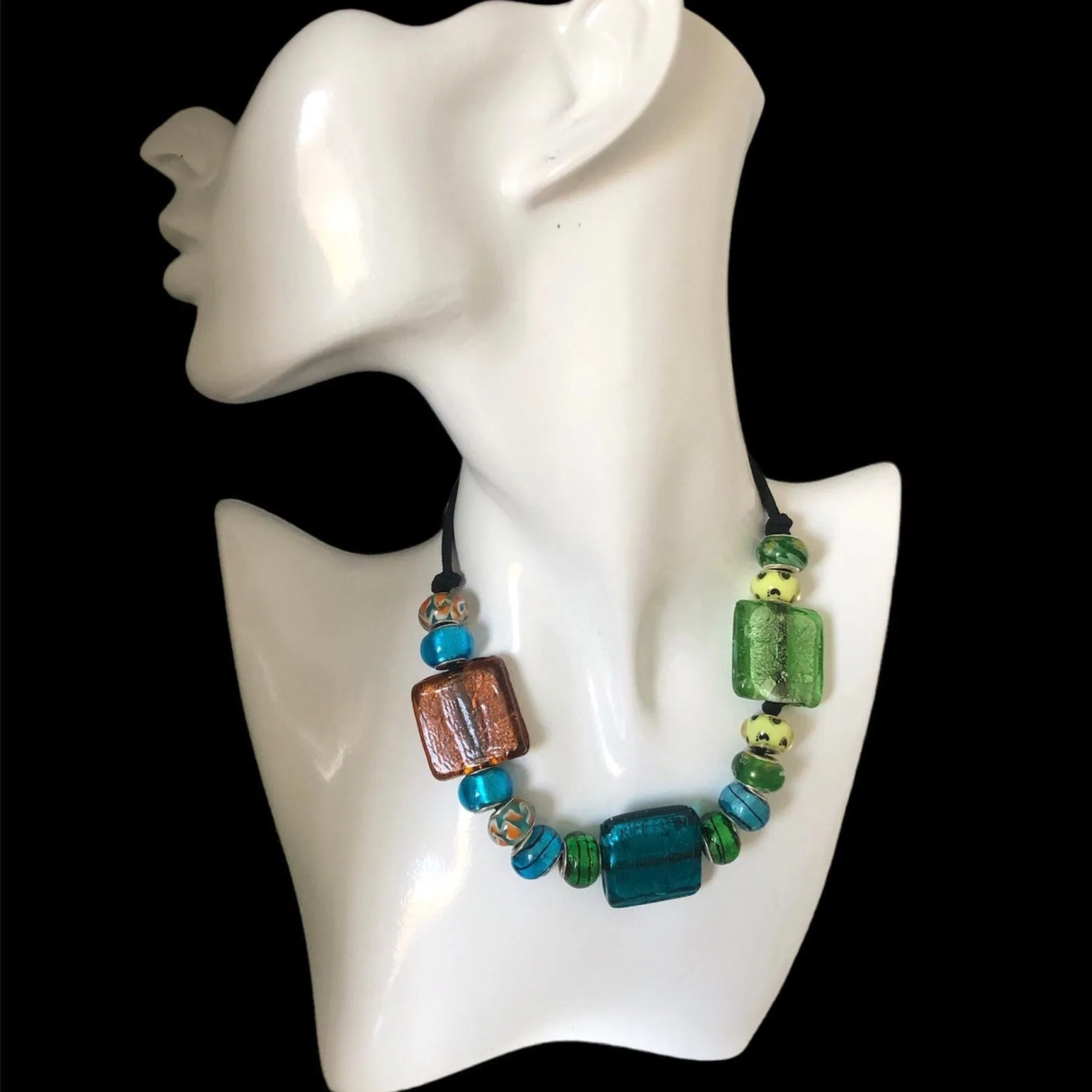 Colourful Glass Statement Necklace