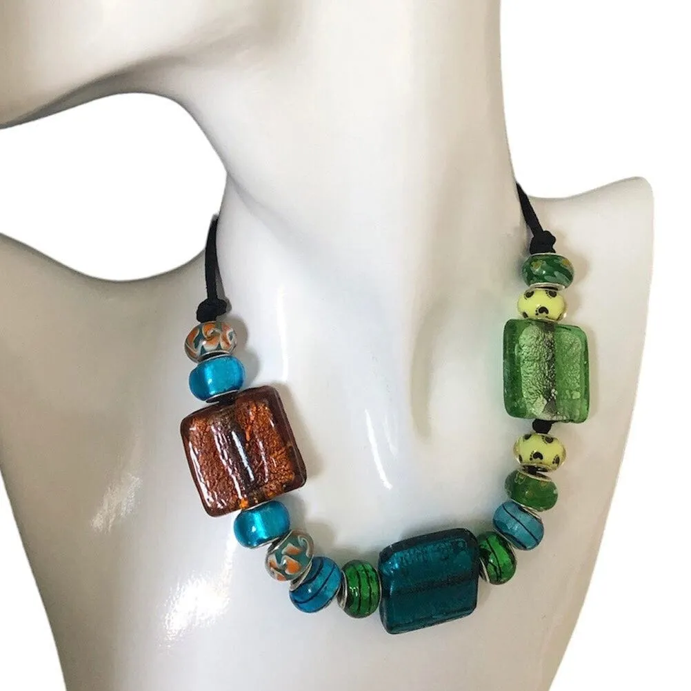 Colourful Glass Statement Necklace