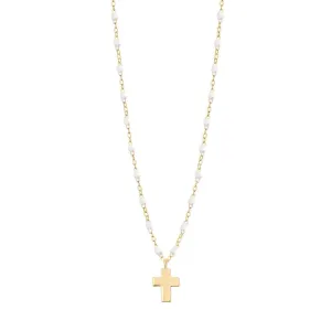 Cross Charm Classic Gigi White necklace, Yellow