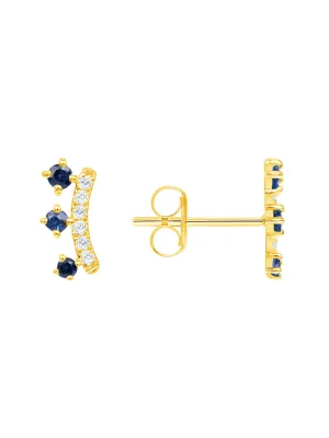 Crown Blue Sapphire Stud Earring 14K