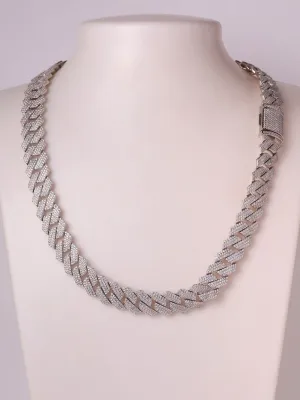 Cuban Link Chain 925 Sterling Silver Cubic Zirconia Simulated Diamonds Nickell Free Fine Jewelry