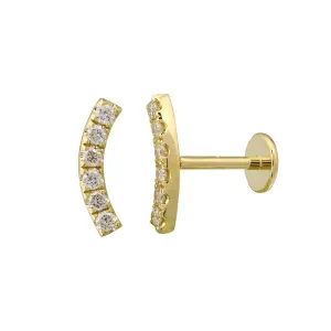 Curved 6 Diamond Pave Flat Back Earring