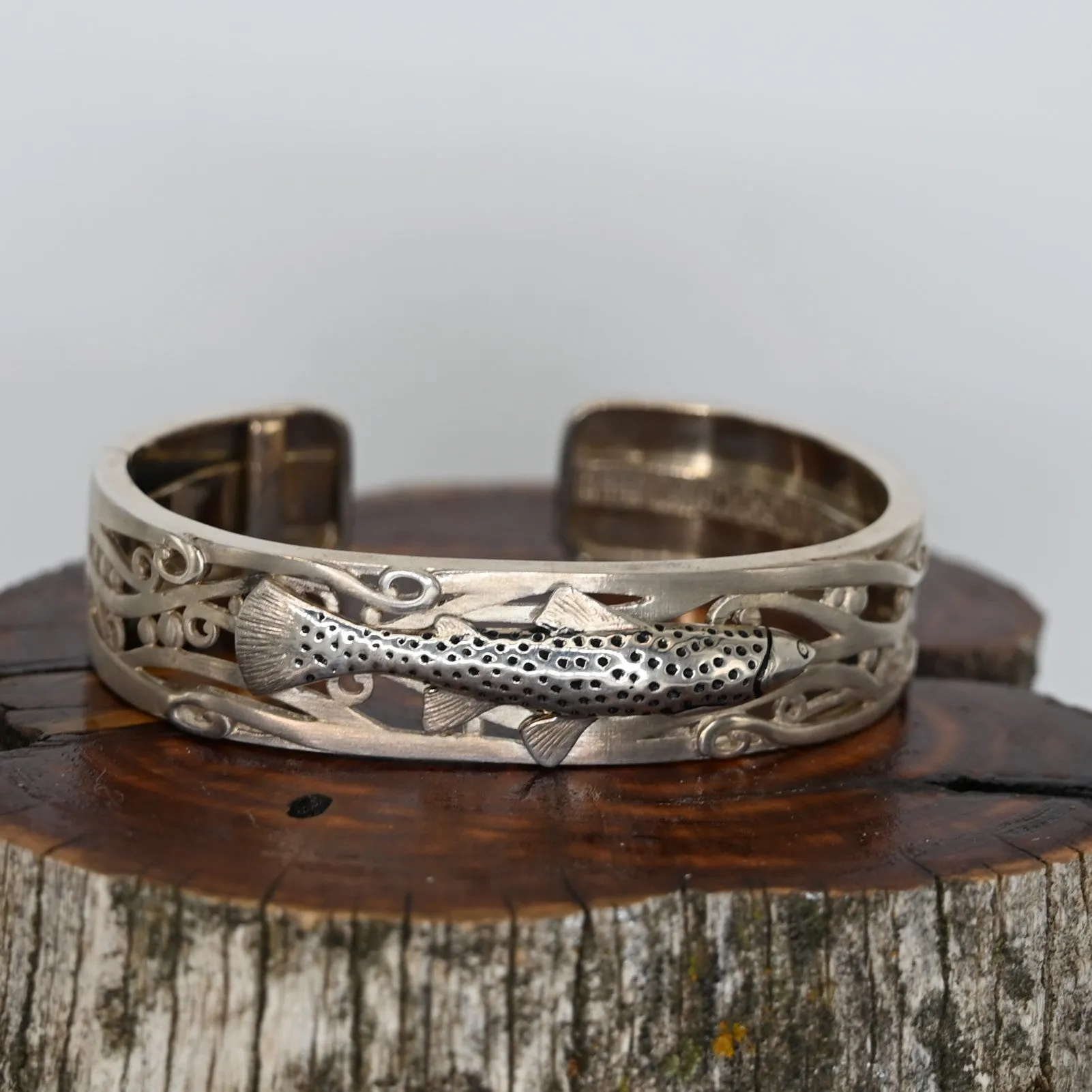 Cutthroat Trout Cuff Bracelet in Sterling