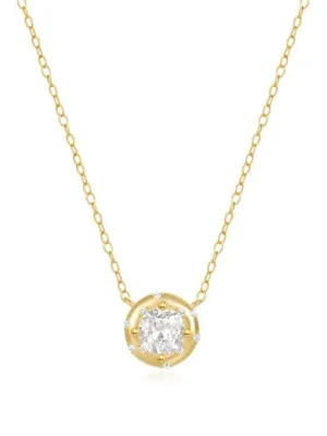 Dainty Round Solitaire 18K Gold Plated Sterling Silver Necklace KESLEY Matte Gold