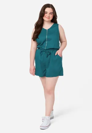 Dark Teal V-Neck Zip Romper