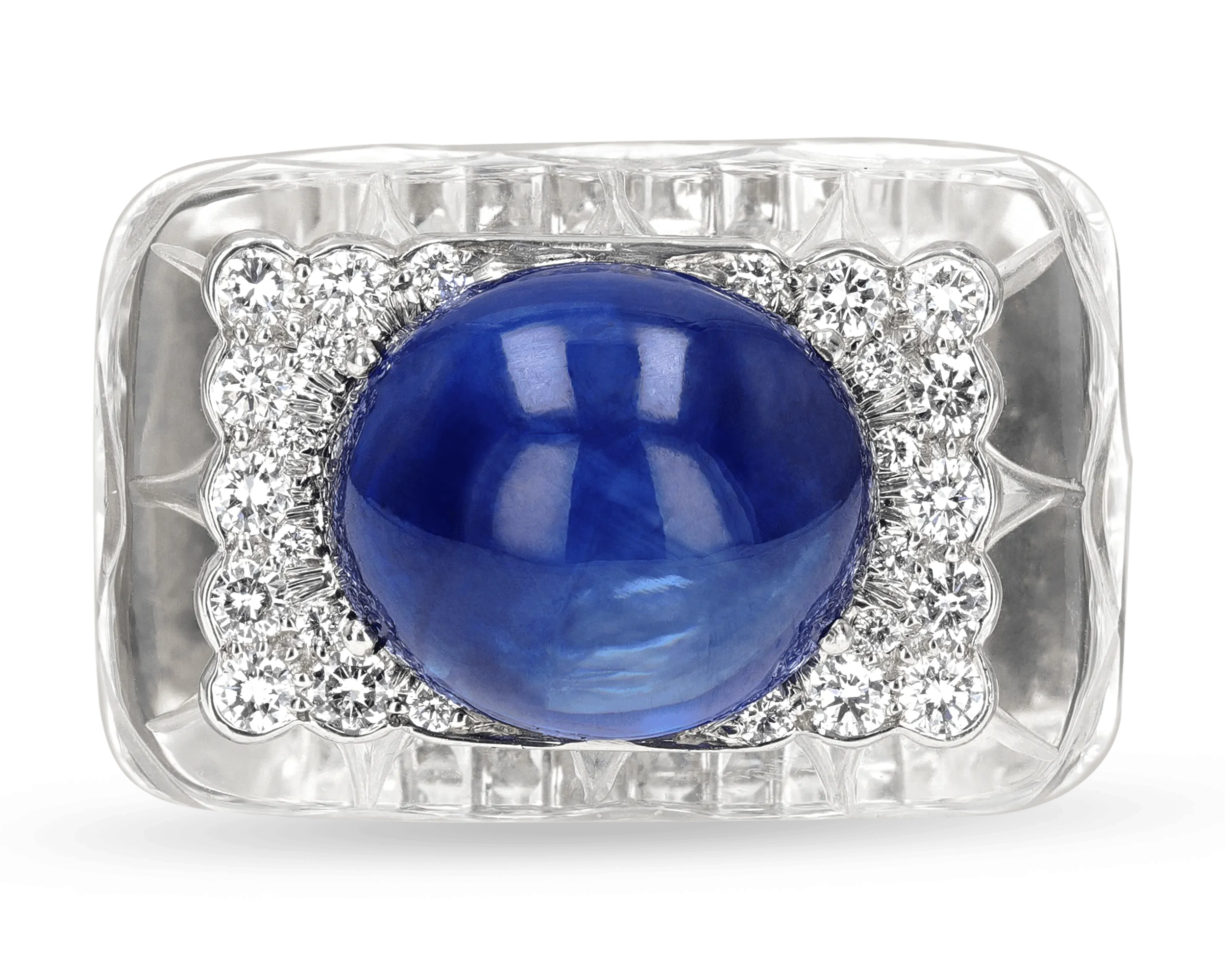 David Webb Sapphire Cabochon Ring, 17.20 Carats