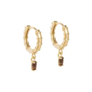 DECO SMOKEY QUARTZ HOOPS