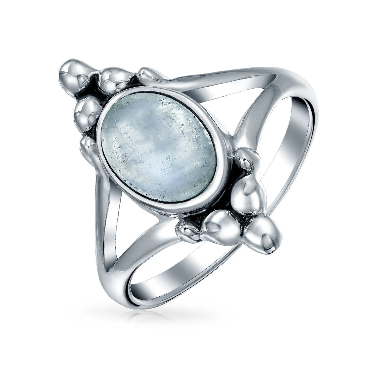 Delicate Oval Western Gemstone Ring 1MM Band .925Sterling Silver