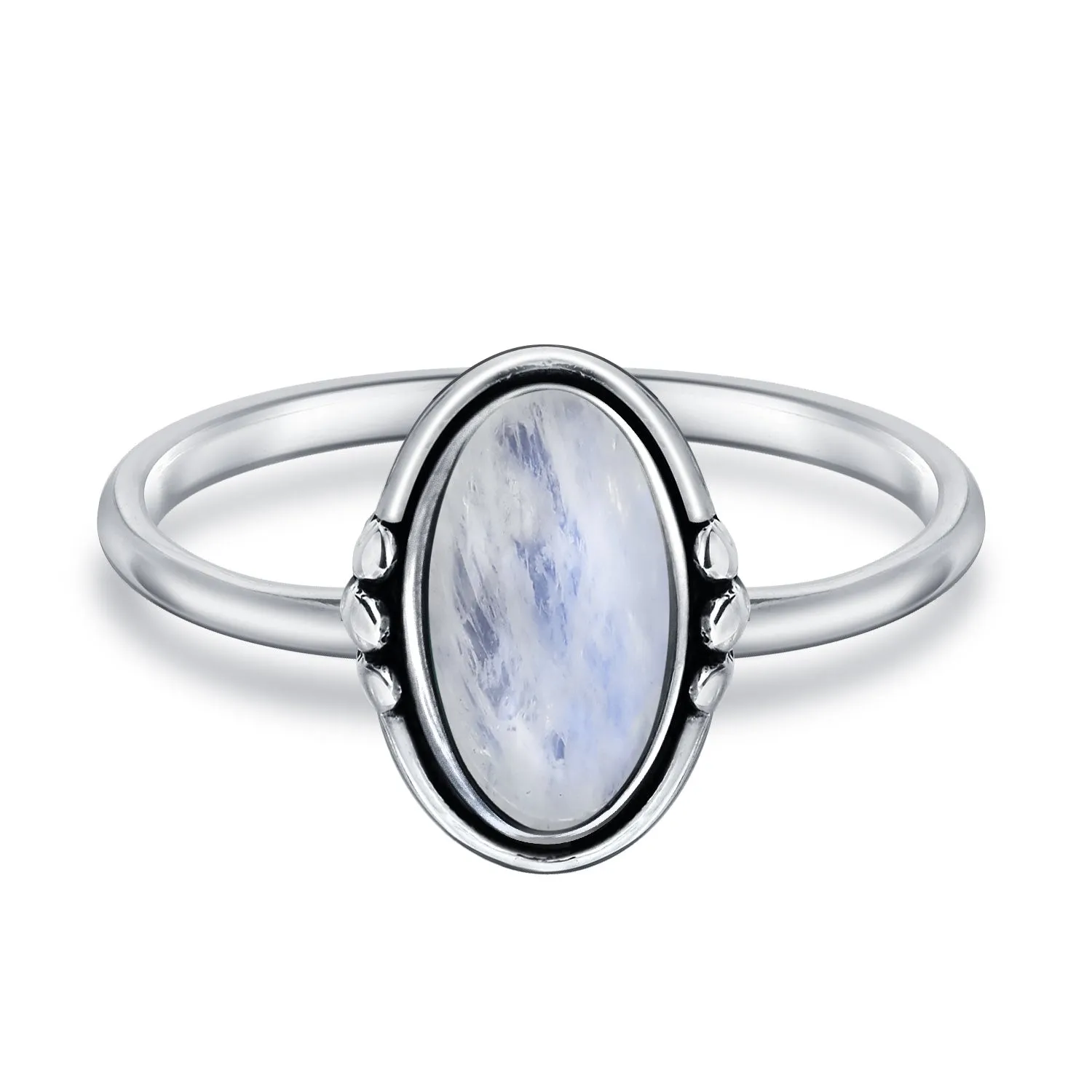 Delicate Oval Western Gemstone Ring 1MM Band .925Sterling Silver