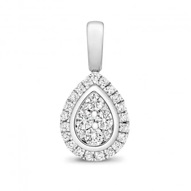 Diamond Jewellery 9ct White Gold Diamond Cluster Pear Pendant PD153W