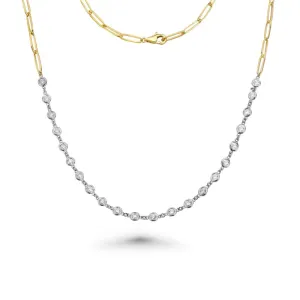 Diamond Station Necklace With Paper Clip Chain (0.80 ct.) in 14K Gold