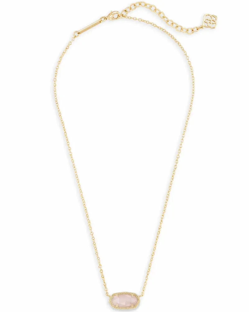 Elisa Gold Pendant Necklace in Rose Quartz