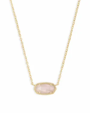 Elisa Gold Pendant Necklace in Rose Quartz