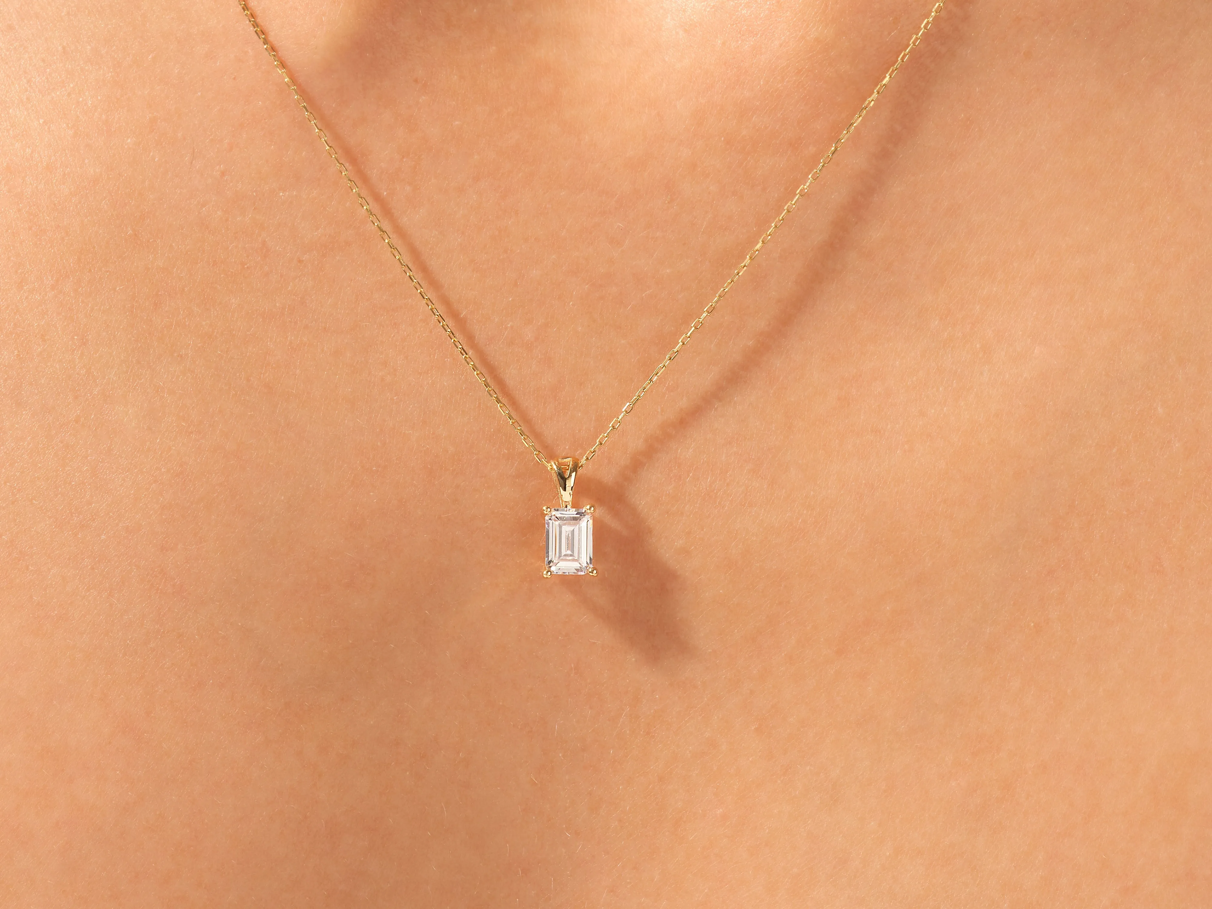 Emerald Cut Moissanite Solitaire Pendant (1.00 CT)