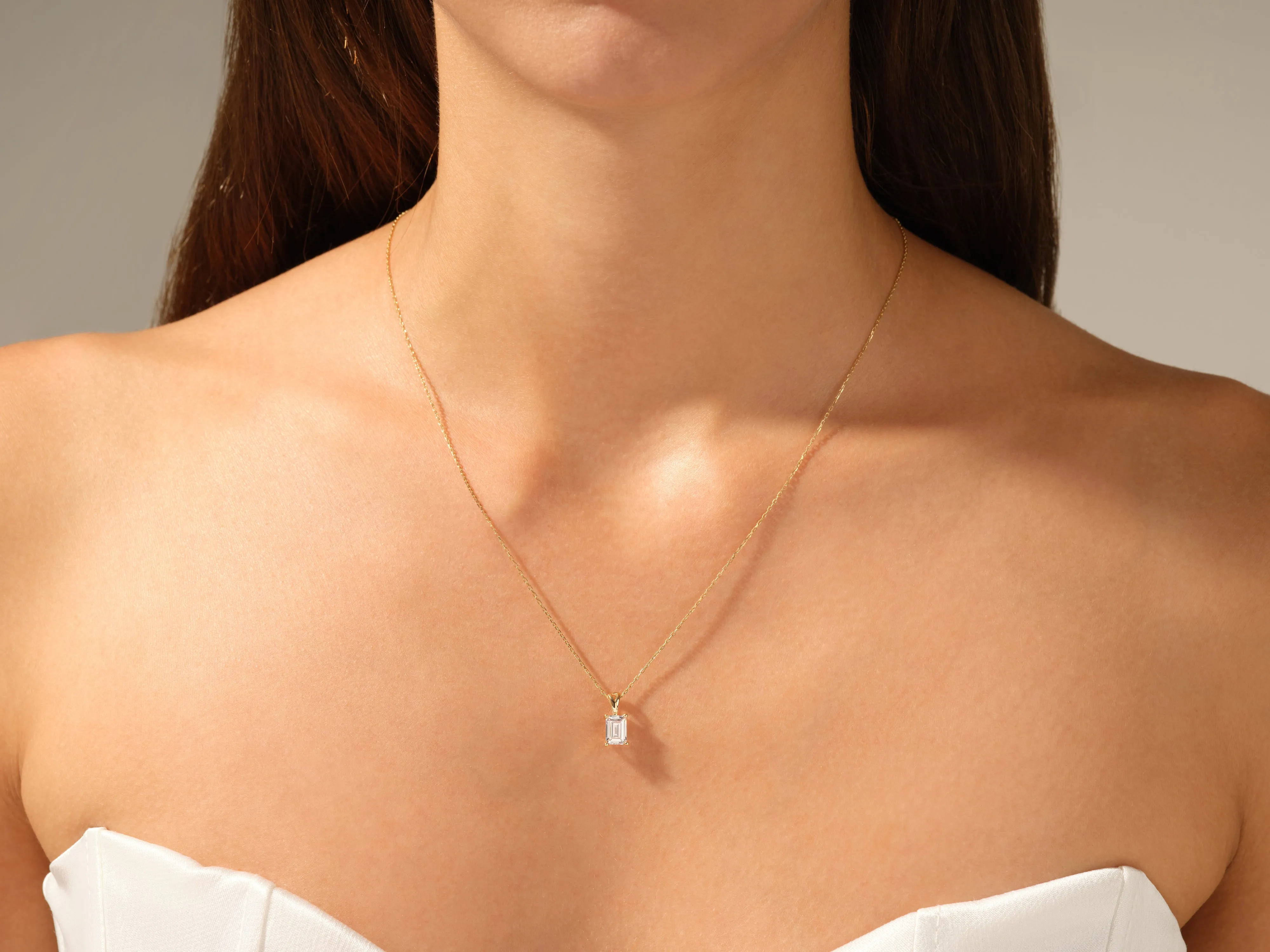 Emerald Cut Moissanite Solitaire Pendant (1.00 CT)