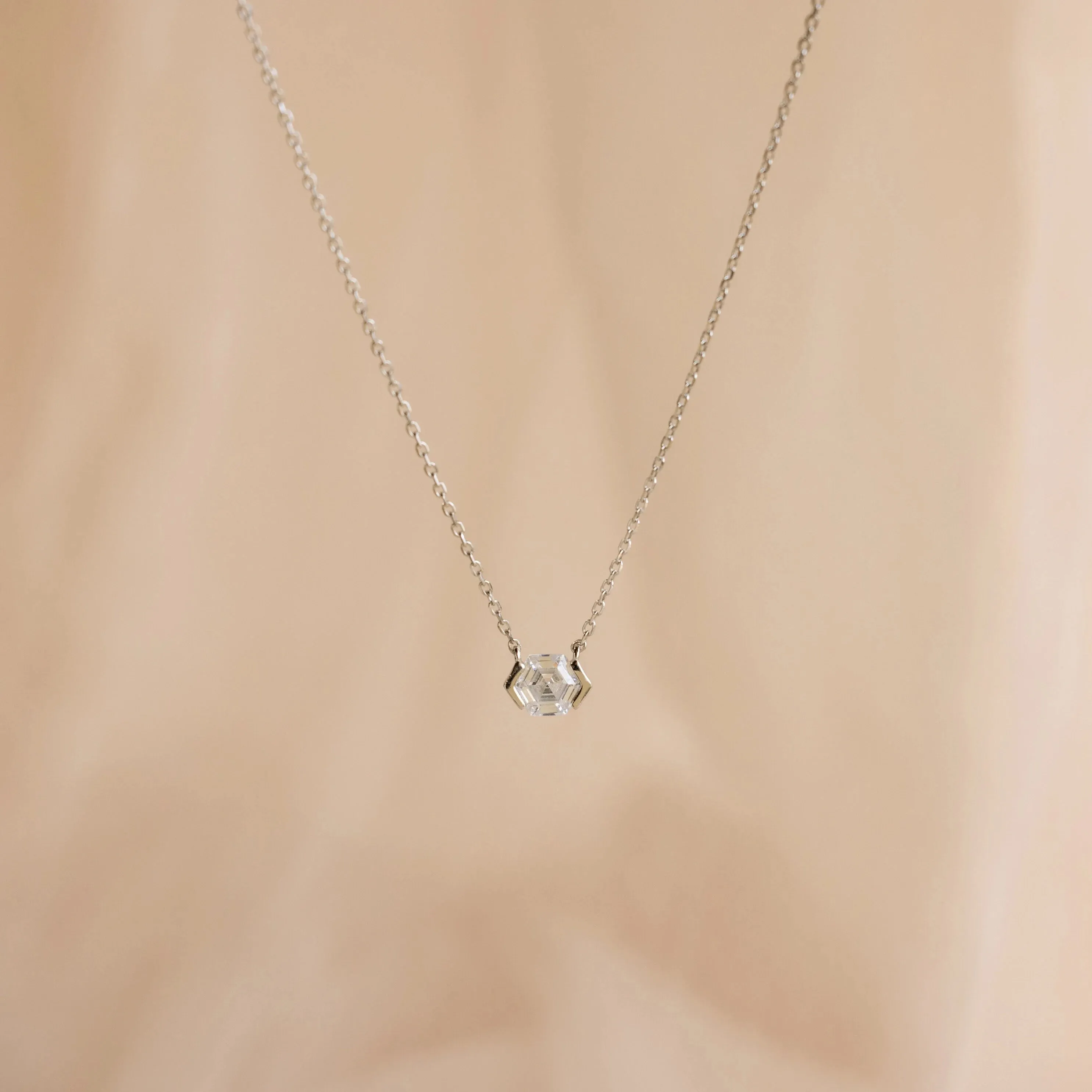 Encased Hexagon Diamond Necklace