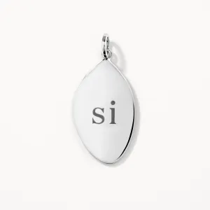 Engravable Organic Oblong Pendant in Silver