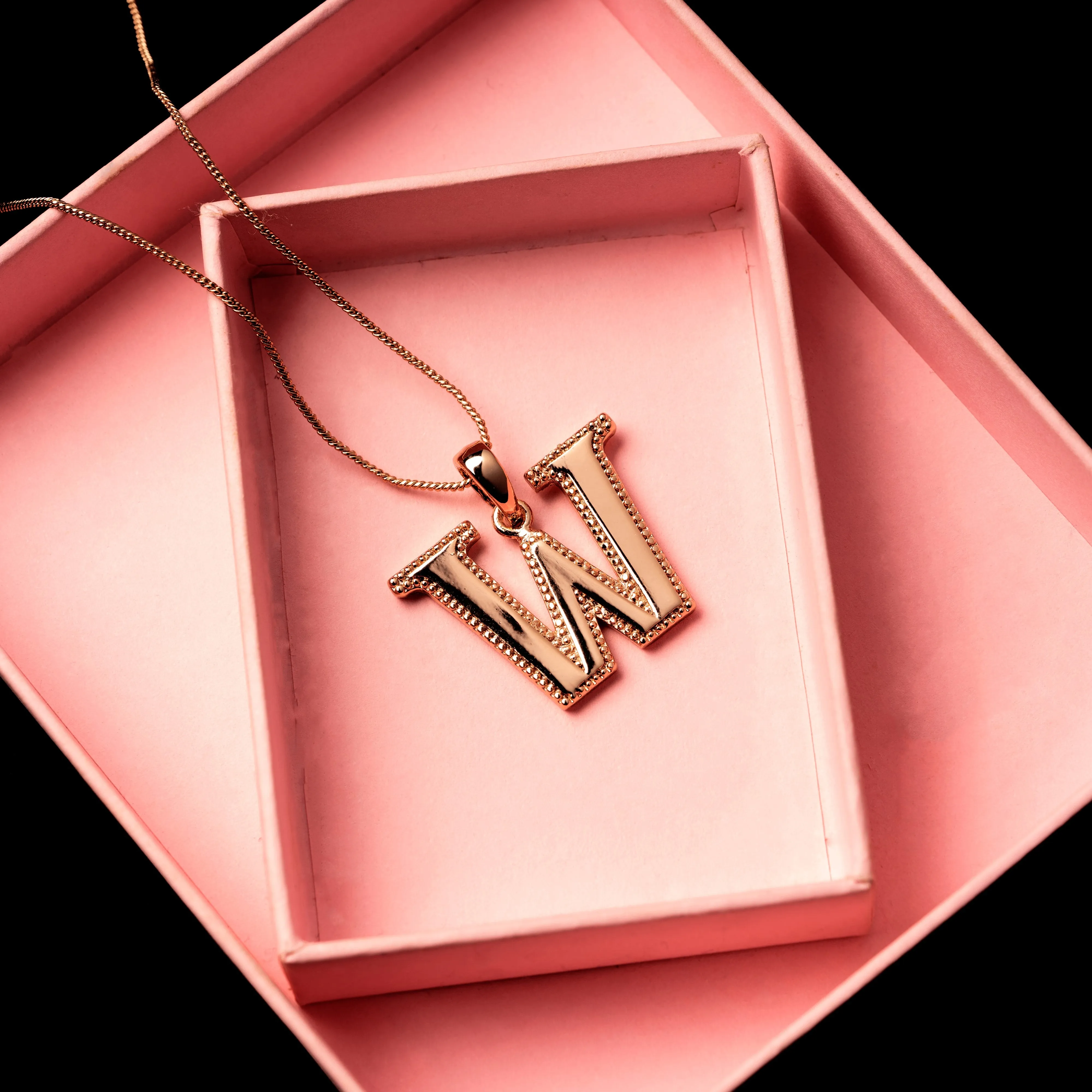 Estele - Charm "W" Rosegold plated Pendant