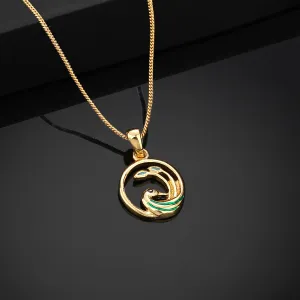 Estele Gold Plated Encircled Peacock Designer Pendant for Women