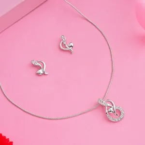 Estele - Lyrical Rhodium plated Pendant Set for Women