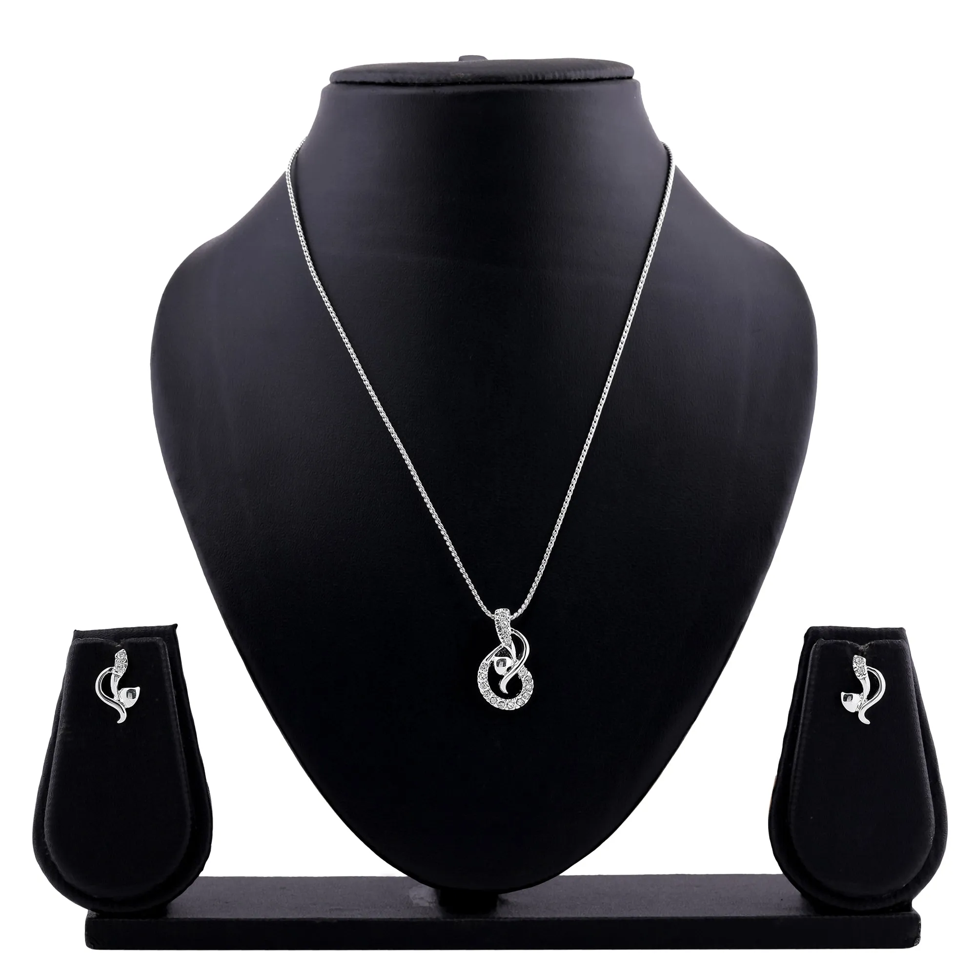 Estele - Lyrical Rhodium plated Pendant Set for Women