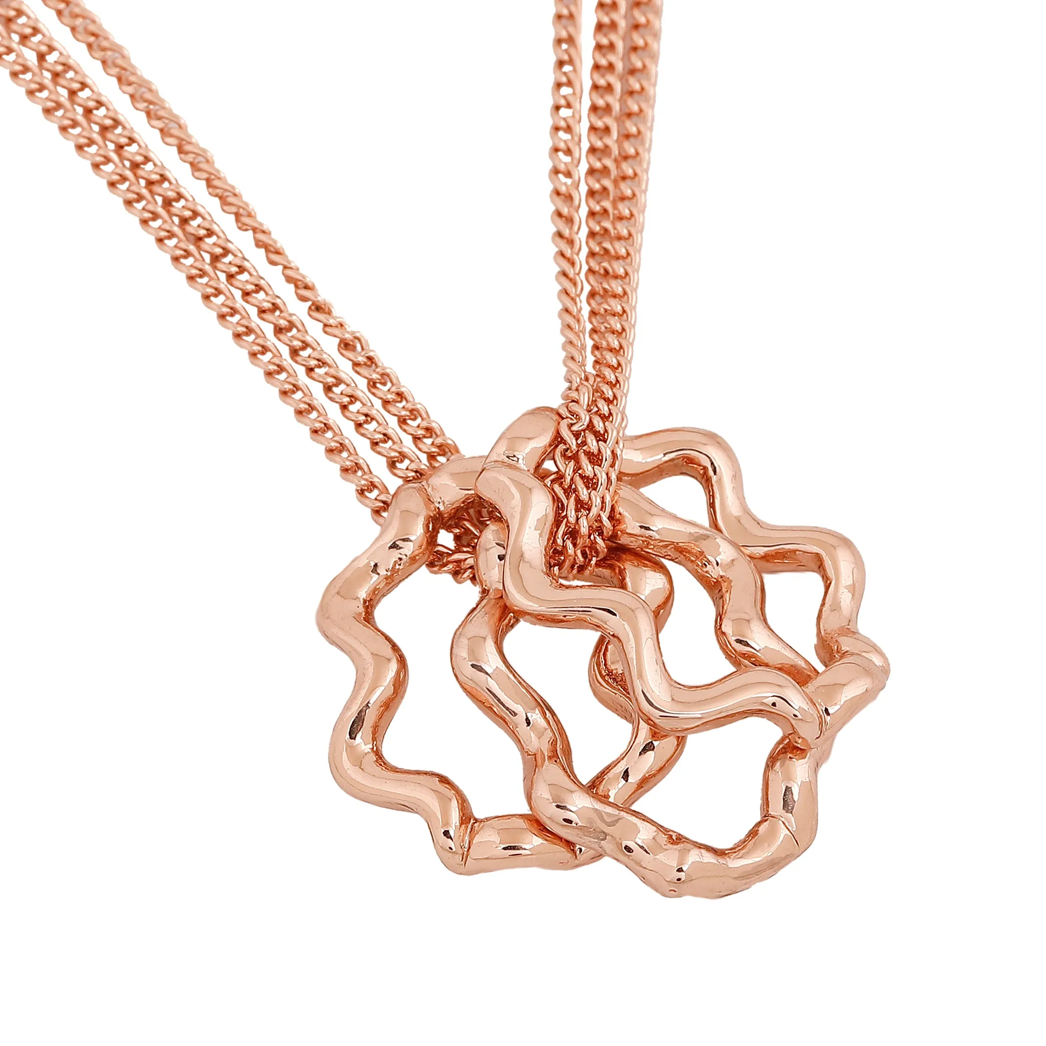 Estele Rose Gold Plated Floral Designer Pendant for Women