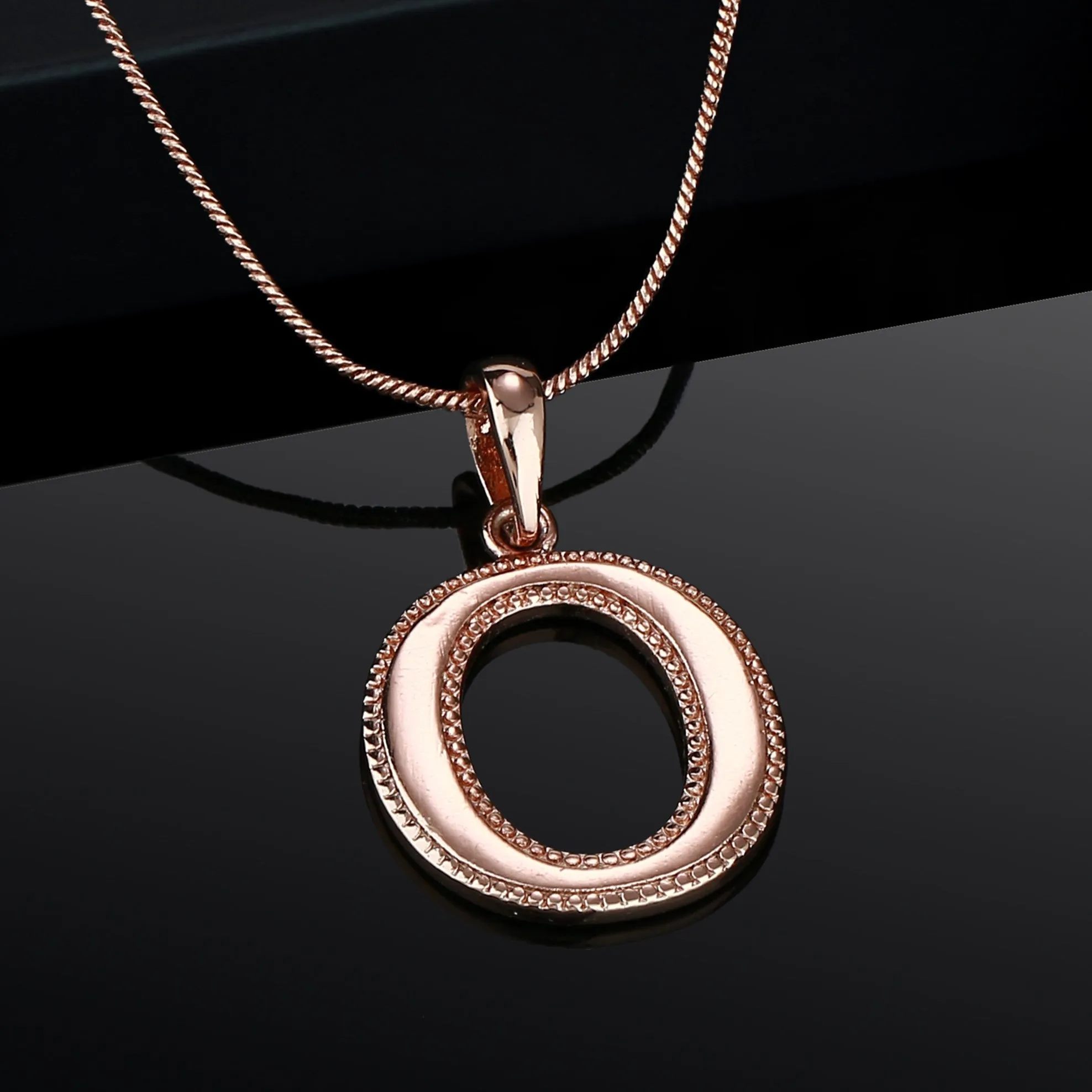 Estele Rosegold Plated "O" Letter Charm Pendant for Women / Girls