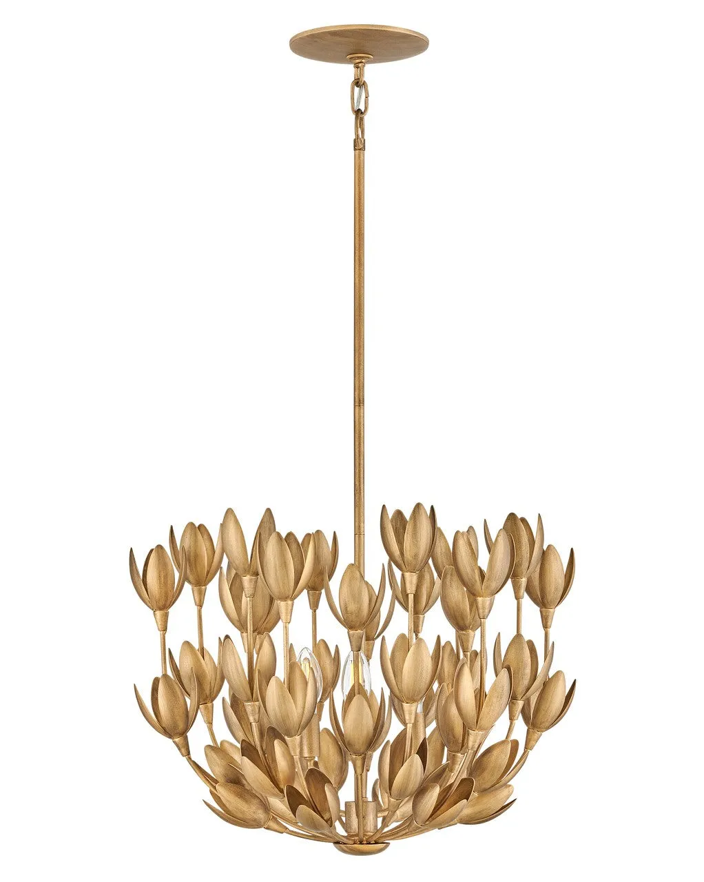 Flora LED Pendant in Burnished Gold