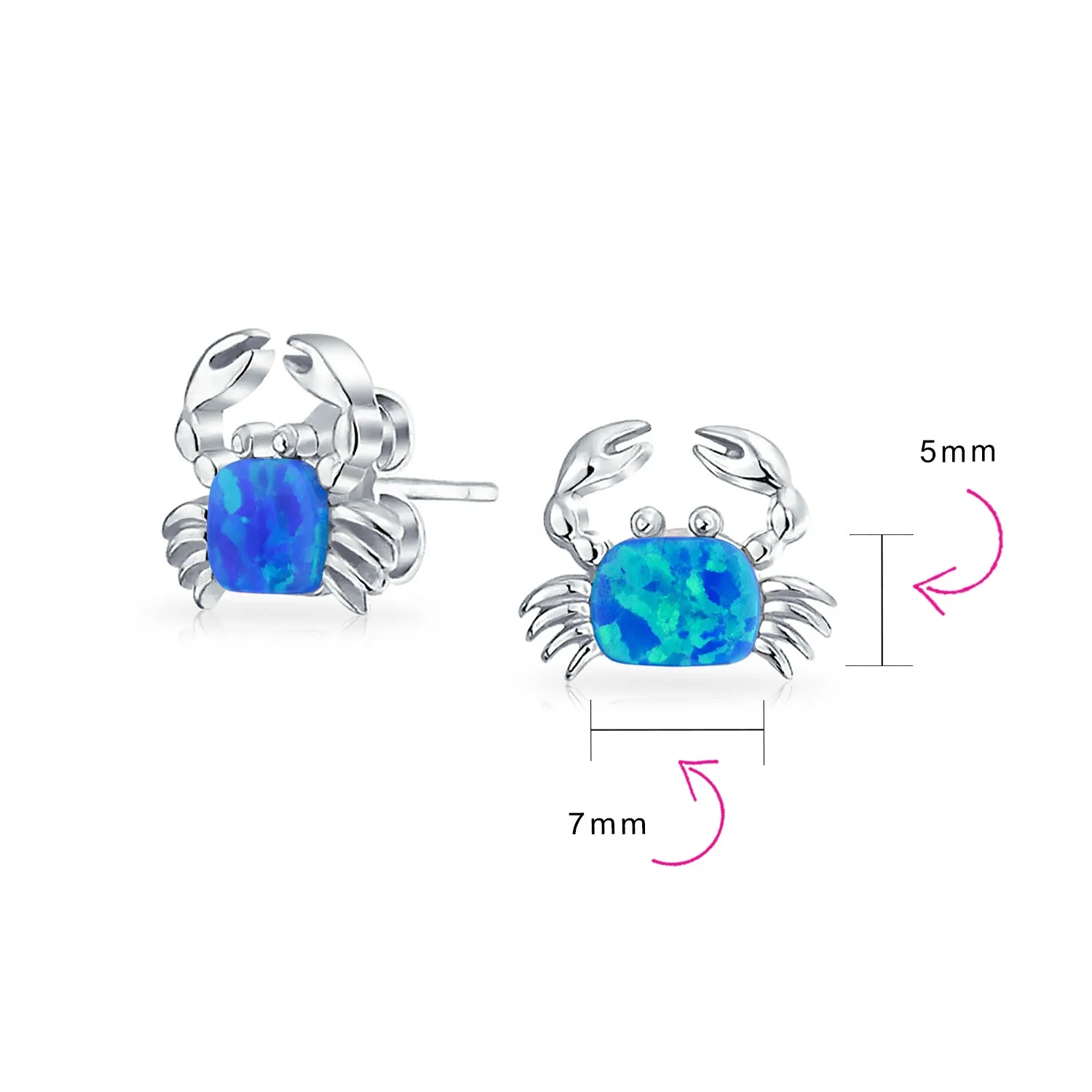 Gemstone Pink Blue White Opal Stud Earrings Sterling Silver October Birthstone