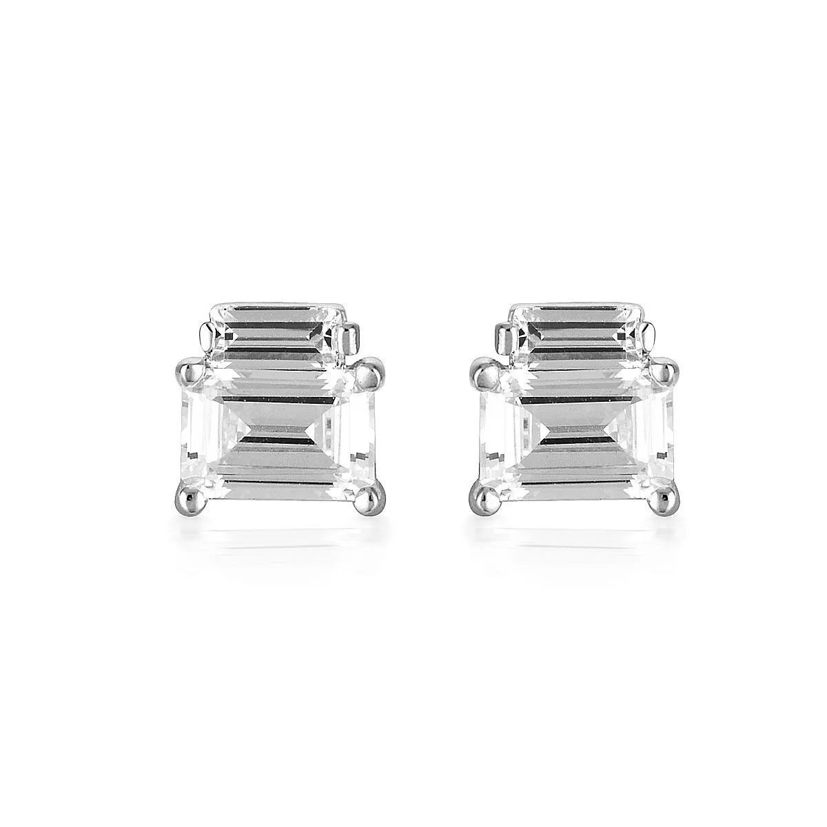 Georgini Emilio Silver Double Baguette Earrings