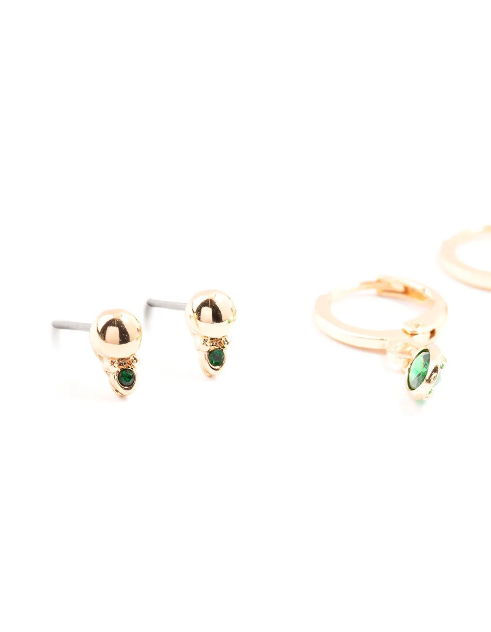 Gold Oval Stud & Hoop Earrings 3-Pack