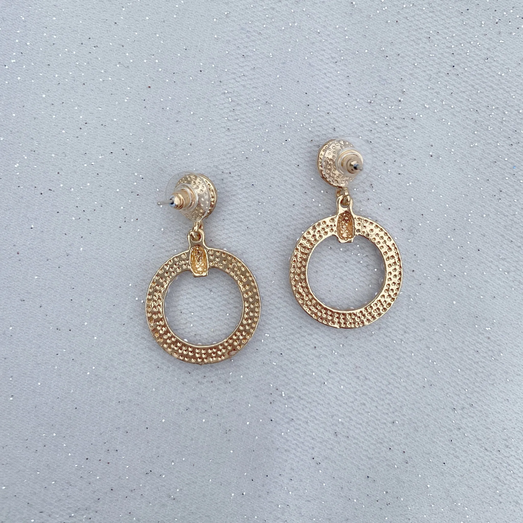 Gold Pearl Earrings Circular Vintage Inspired