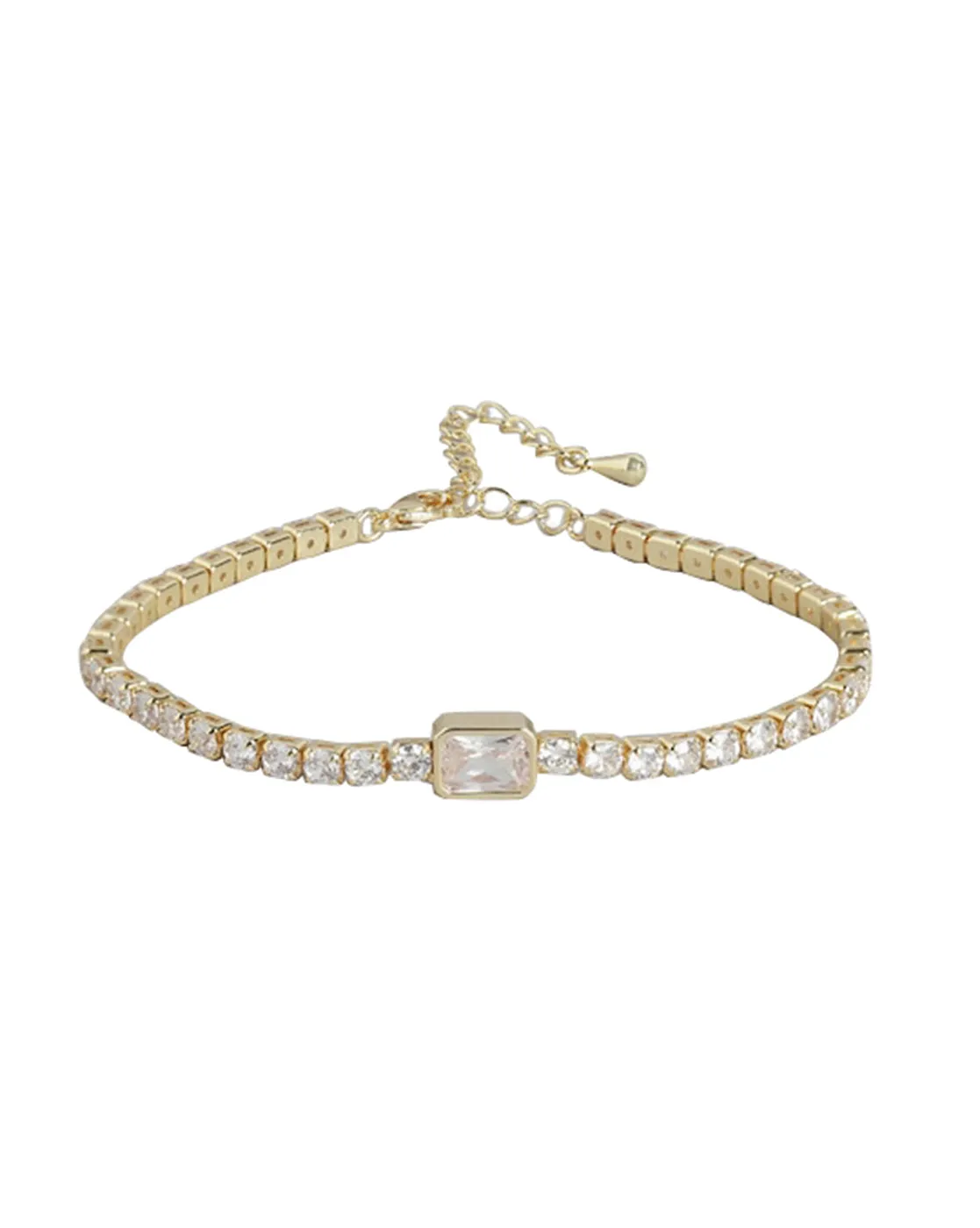 Gold Plated With Cz Stylish Adjustable Bracelet For Women