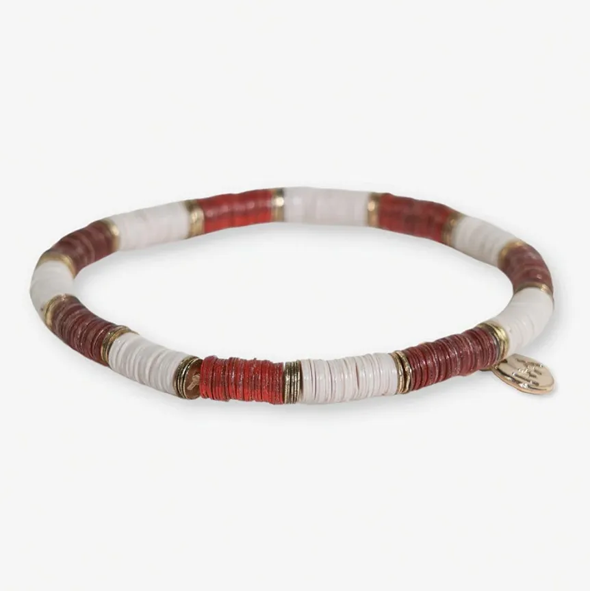 Grace Two-Colorblock Stretch Bracelet, Rust/Ivory | Ink   Alloy