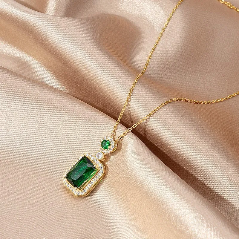 Green Zircon Pendant Necklace