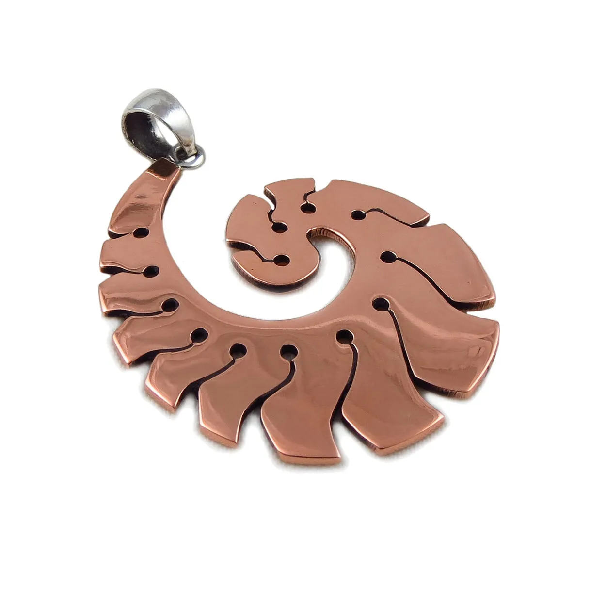 Guillermo Arregui Silver and Copper Spiral Pendant Necklace