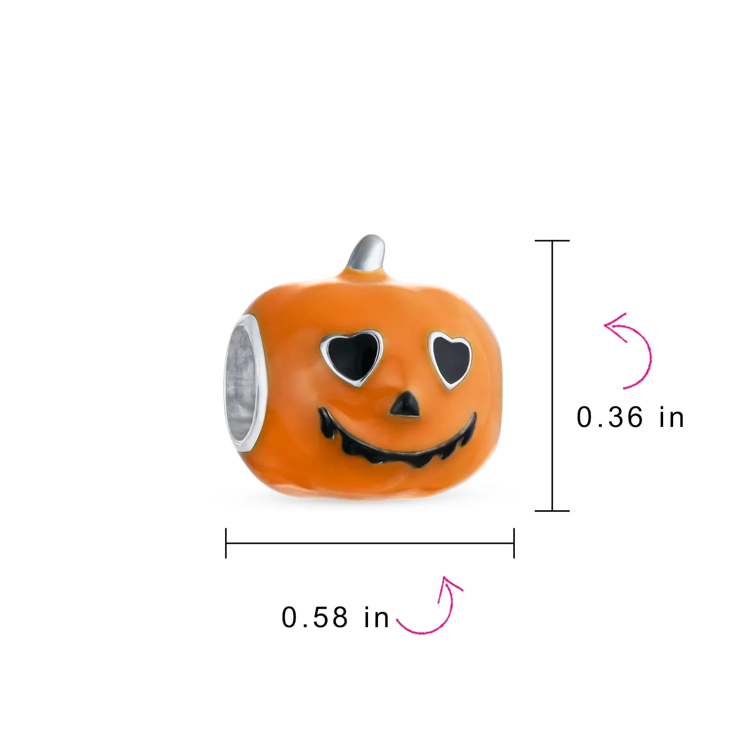 Halloween Pumpkin Charm Bead Enamel Sterling Silver for European Bracelets