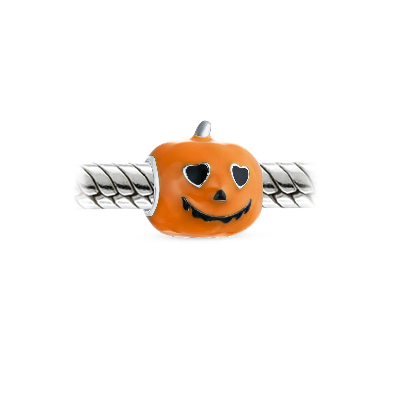 Halloween Pumpkin Charm Bead Enamel Sterling Silver for European Bracelets