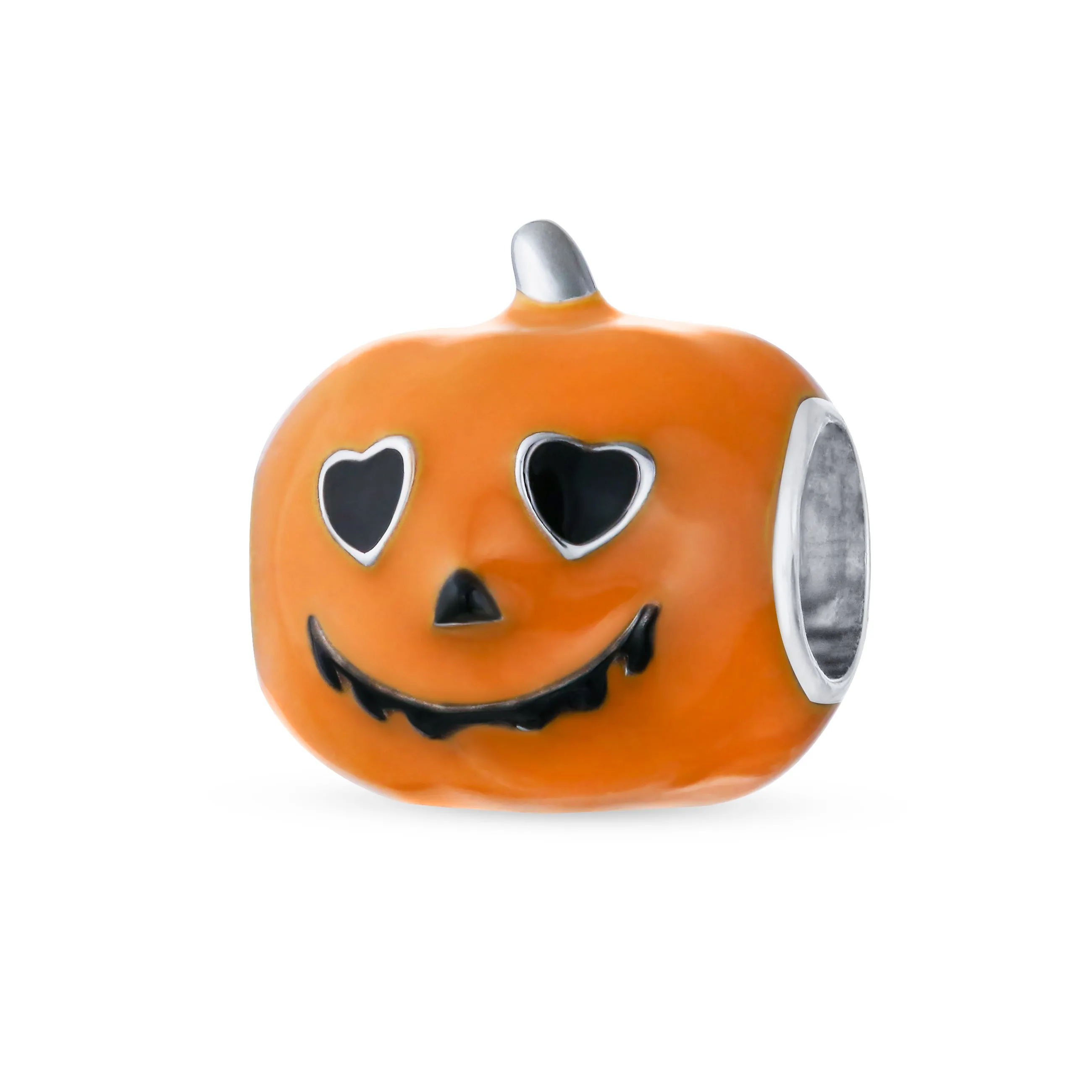 Halloween Pumpkin Charm Bead Enamel Sterling Silver for European Bracelets