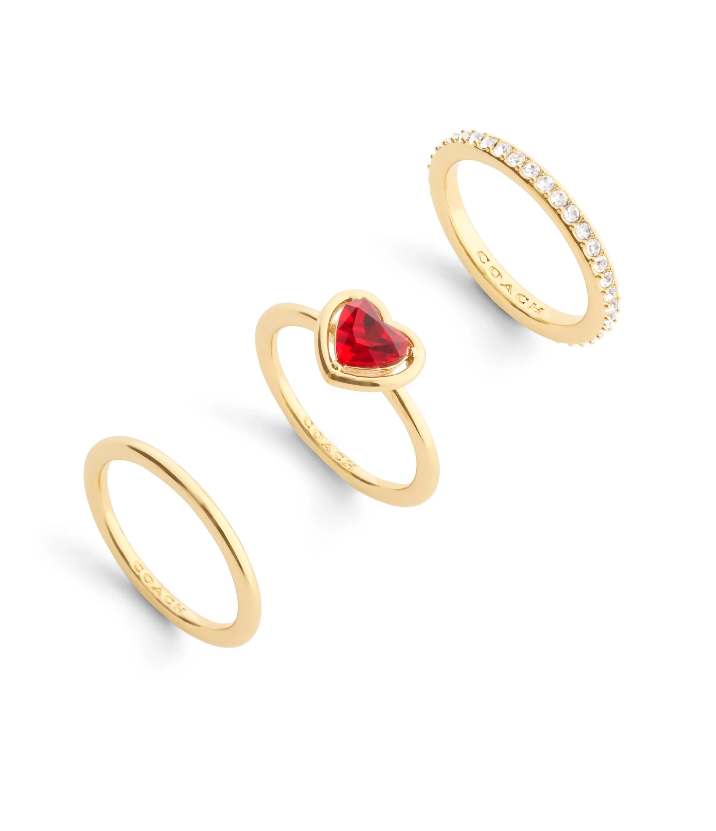 Halo Heart Stackable Ring Set