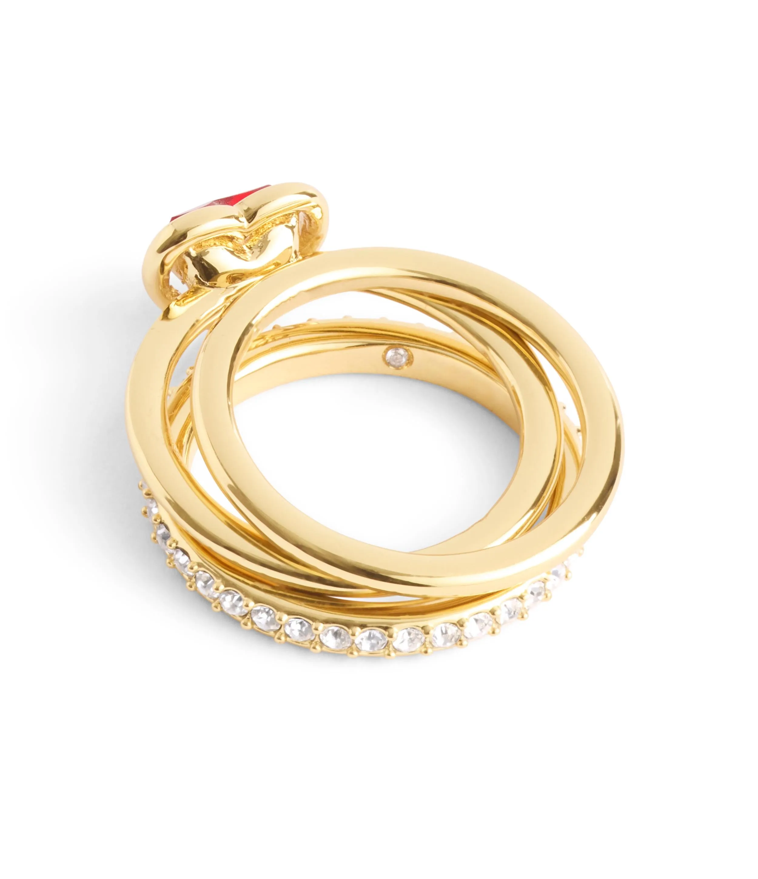 Halo Heart Stackable Ring Set