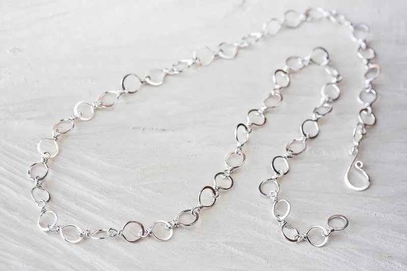 Handmade Wire Wrapped and Hammered Silver Links Chain Necklace