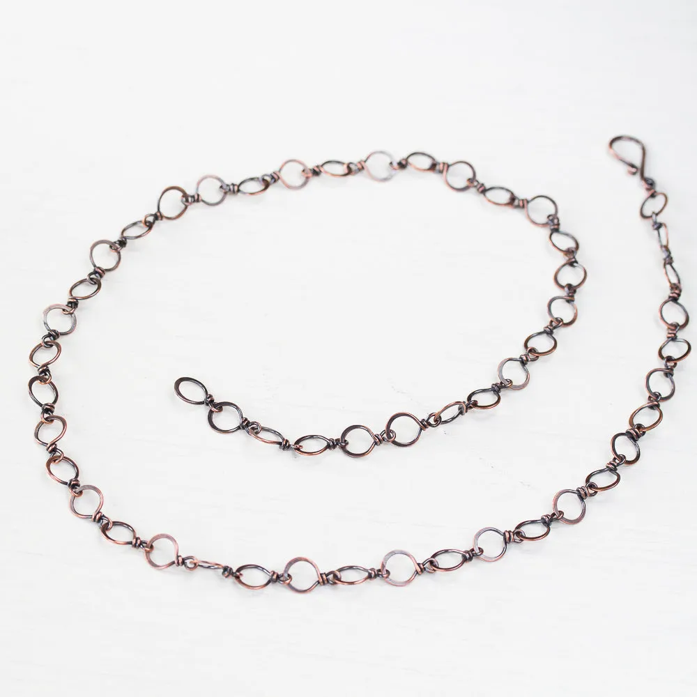 Handmade Wire Wrapped Hammered Copper Links Chain