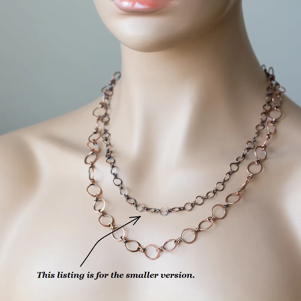 Handmade Wire Wrapped Hammered Copper Links Chain